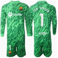 Barcelona Ter Stegen #1 Målvakt Bortadräkt Barn 2024-25 Långärmad (+ Korta byxor)